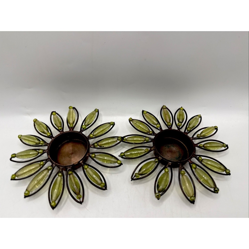 Vintage Metal Sunflower Tea light Candle Holder Set‎ MCM